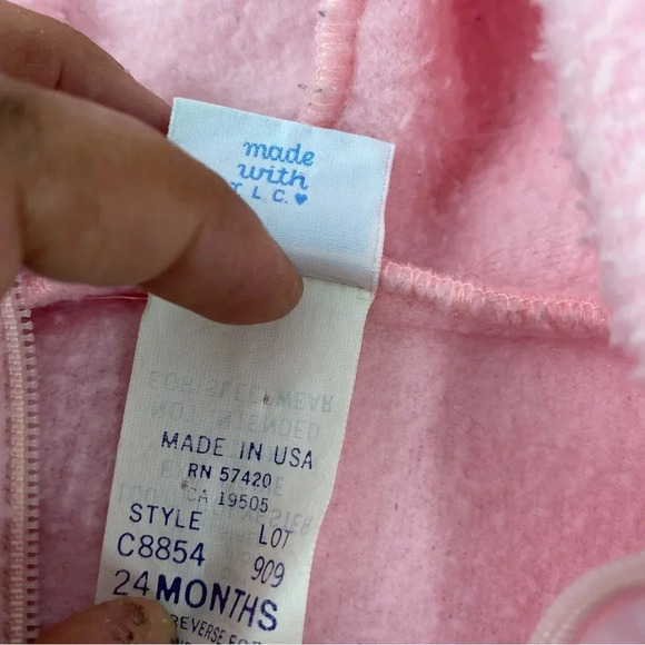 Vintage Hartstrings Baby 24 Months Pink Fleece Bunting Outerwear 3/4 Zip - Picture 4 of 6